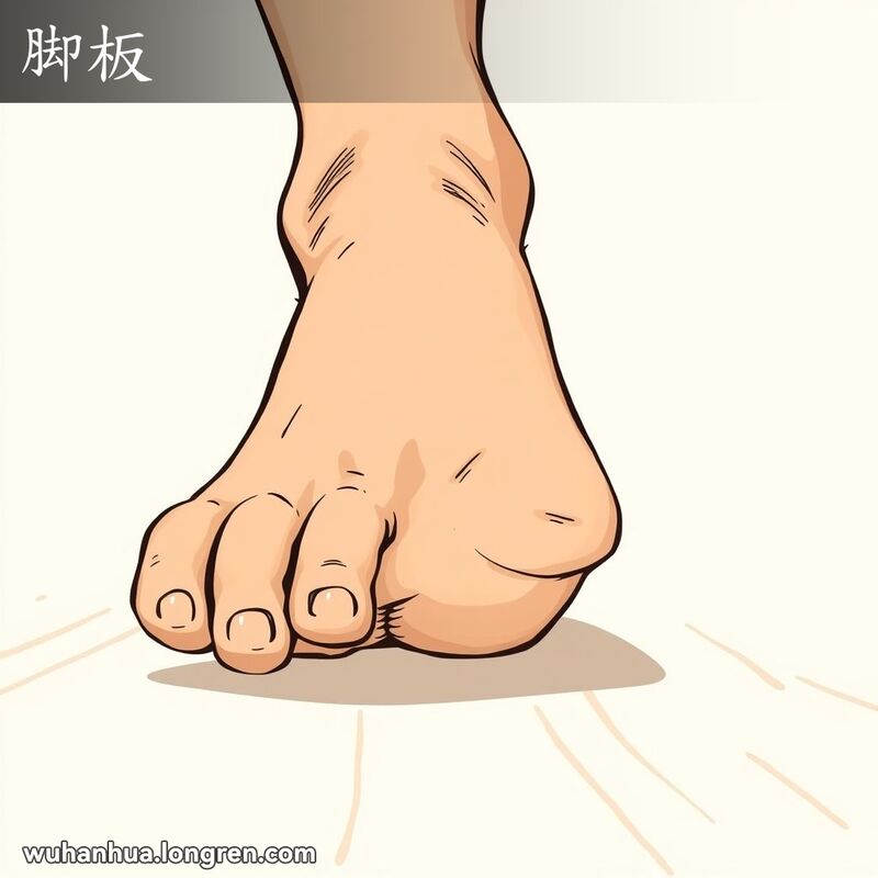 一个人的脚掌，重点突出脚接触地面的部分，背景简洁明了。