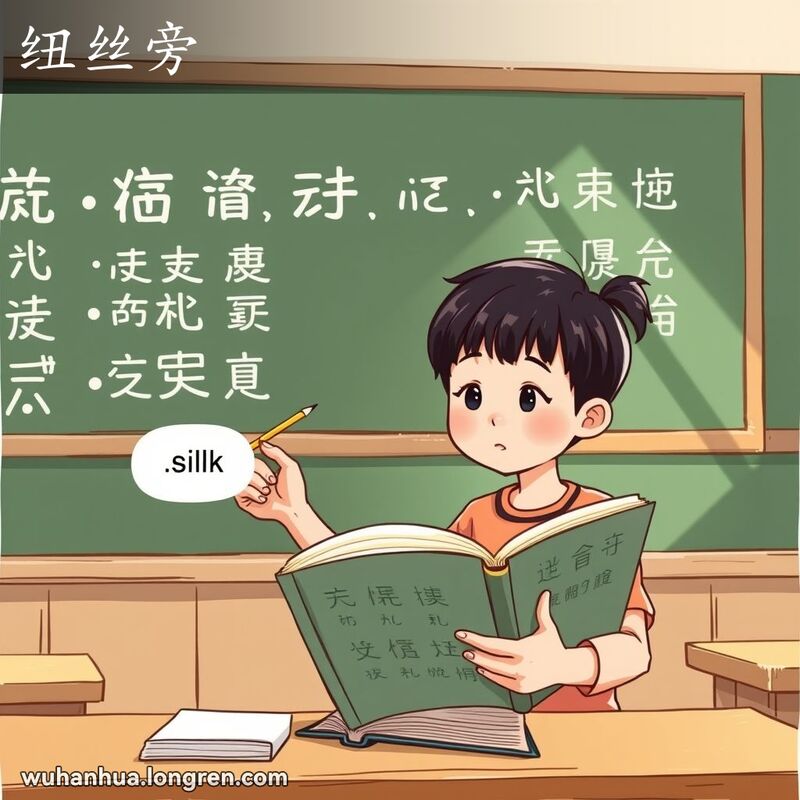 学生在课堂上学习汉字结构，指向“纟”部首，背景是温馨的教室环境