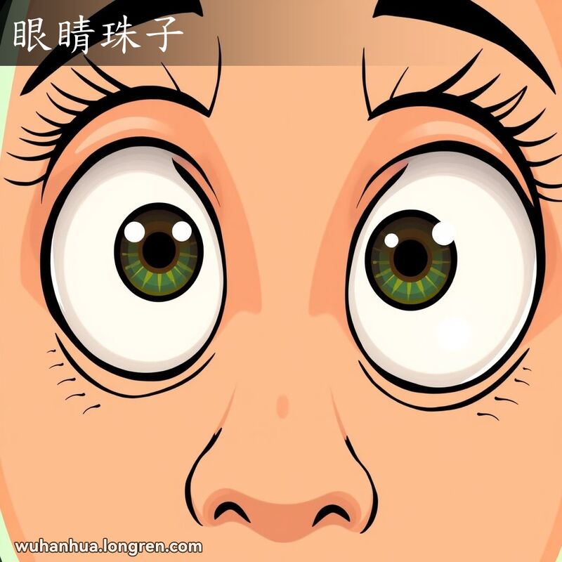 一个人的面部特写，眼睛睁得很大，眼球清晰可见，呈球形，中央有一个圆形的瞳孔。