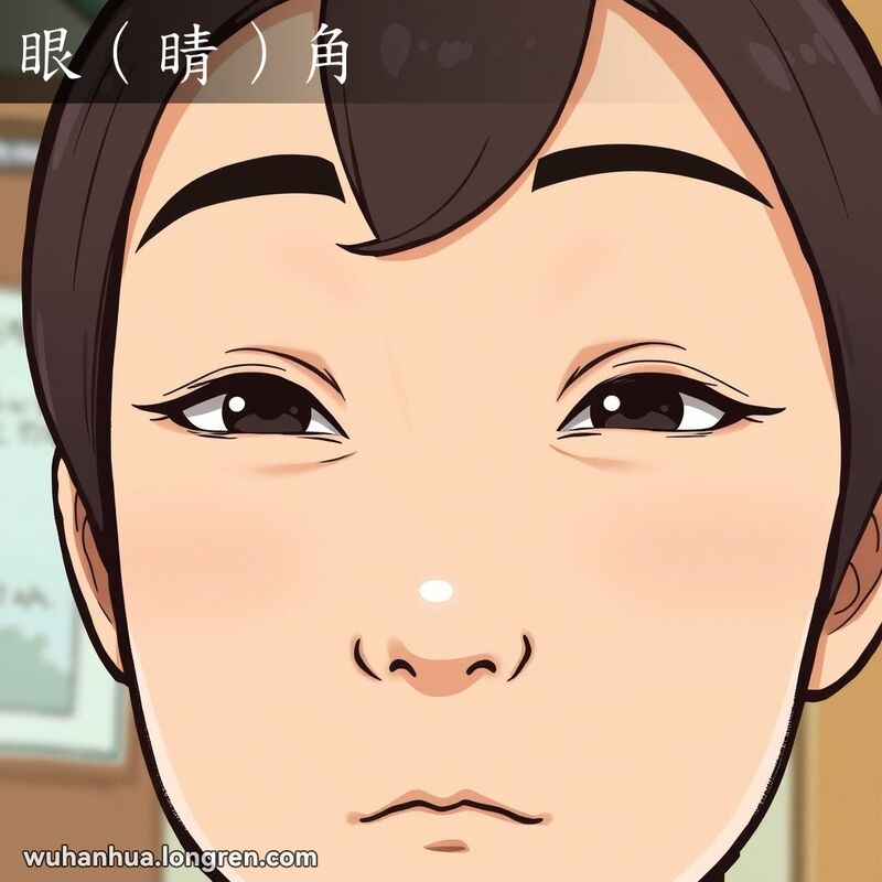 一个人的面部特写，突出眼睛的内外眼角，背景模糊