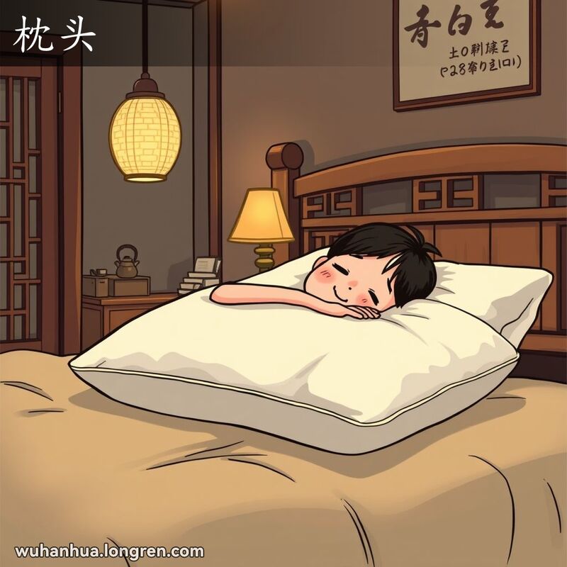 一个人躺在床上，头下垫着柔软的枕头，房间温馨，床头柜上有茶具和个人物品。